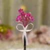 Silver metal Nikkah pen with dried pink baby's breath flowers and white ribbon