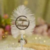 Front view of the complete Silver Handle Pearl White Feather Nikkah Pen