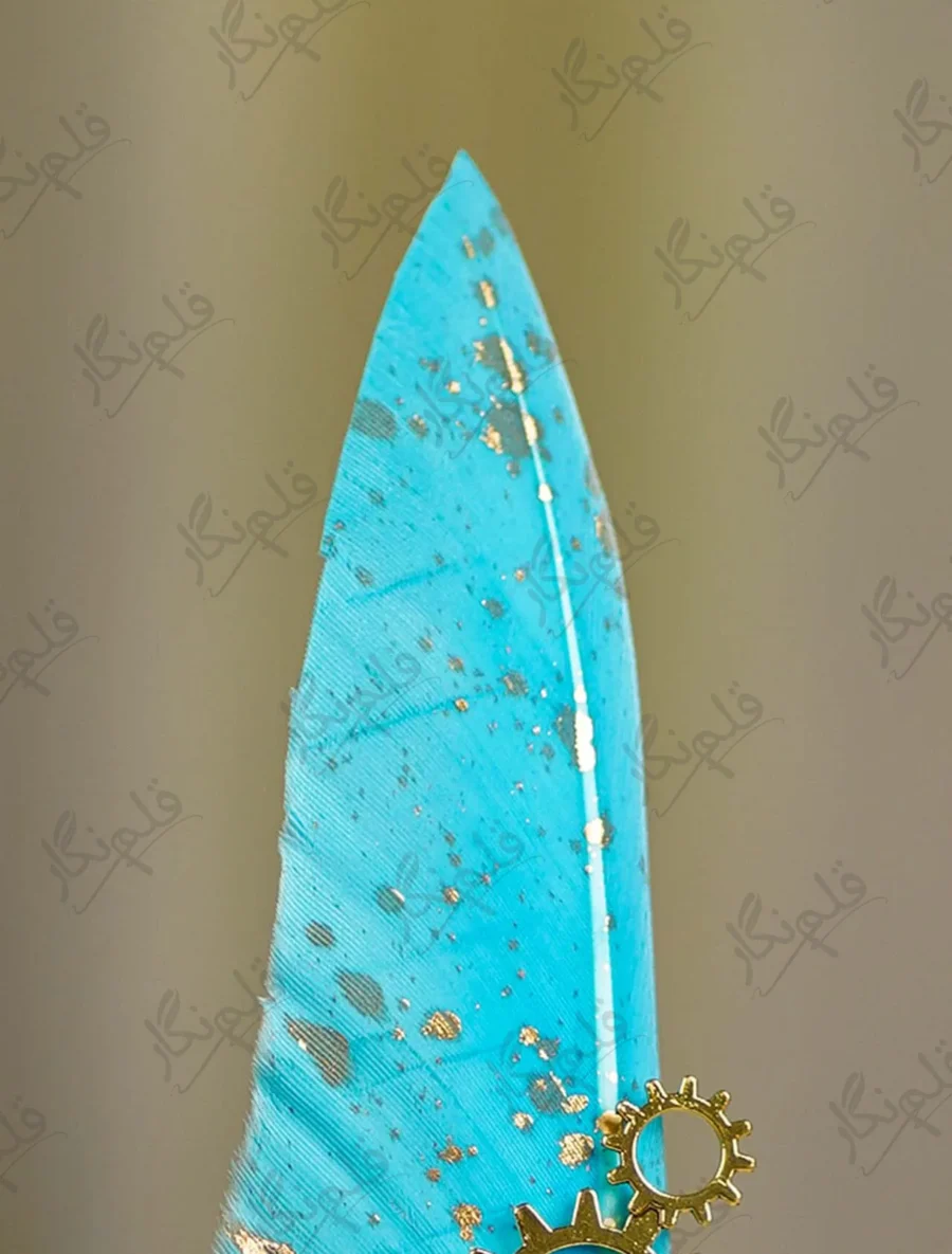 Front view of the complete Turquoise Wing Steampunk Nikkah Pen