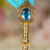 Front view of the complete Turquoise Gem Steampunk Nikkah Pen