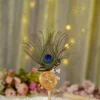 Handmade peacock feather Nikkah pen with gold satin rose and pearls