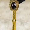Detailed shot of the custom gold mirror acrylic calligraphy script nameplate