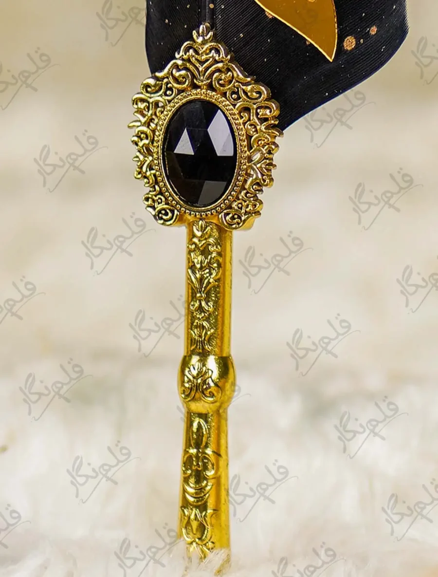 Detailed shot of the custom gold mirror acrylic calligraphy script nameplate