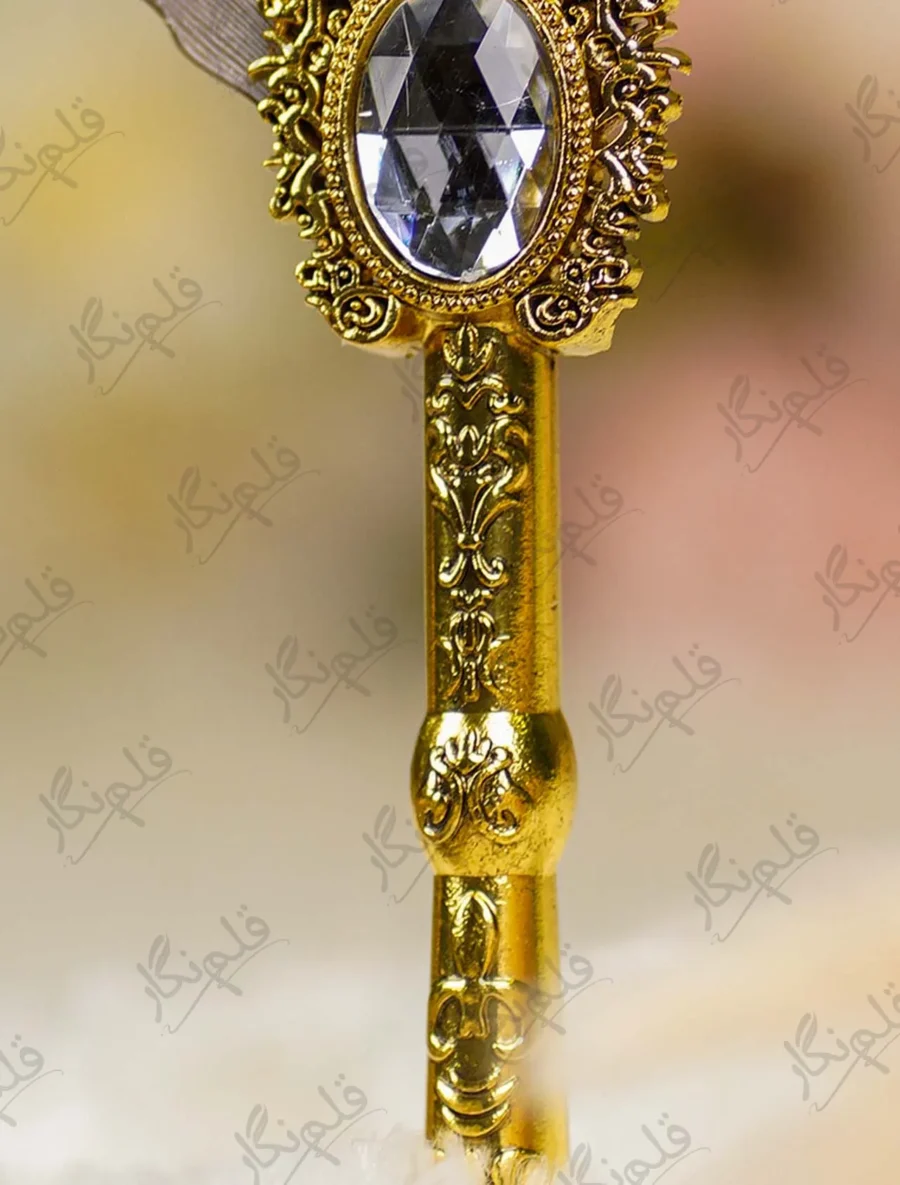 Steampunk Nikkah pen customized with a gold mirror acrylic Urdu nameplate