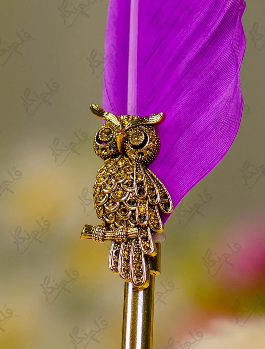 Upper half of the royal purple quill feather showing fine details