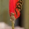 Crimson red steampunk Nikkah pen customized with a gold mirror nameplate