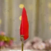 Red feather steampunk Nikkah dip pen with ornate owl emblem and gold stem