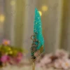 Teal feather steampunk Nikkah dip pen with golden gears, wing, and gold stem