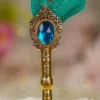 Teal-green steampunk Nikkah pen customized with a gold mirror nameplate