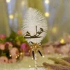 Handmade white feather Nikkah pen with a black satin bow and gold flower brooch