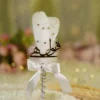 Handmade white feather Nikkah pen with gold rhinestones and white satin bow