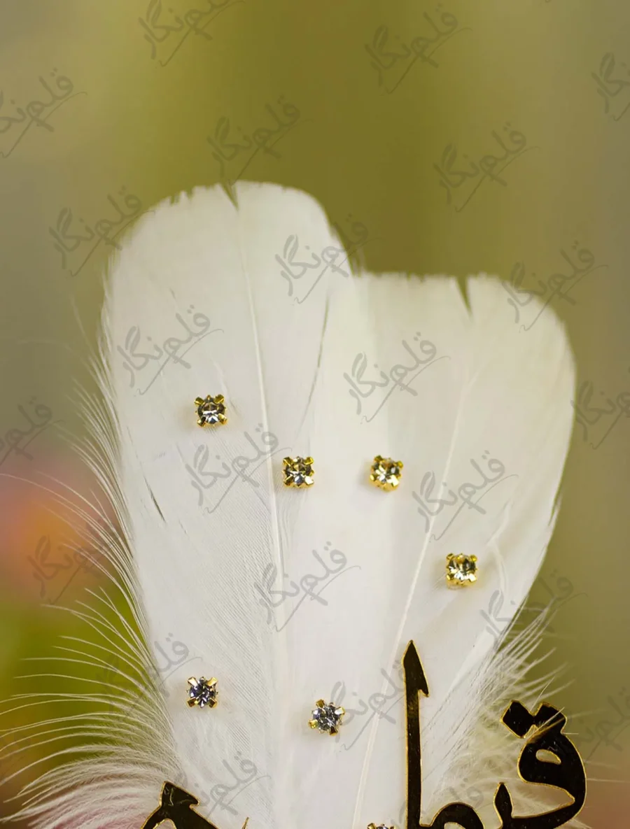 Detailed shot of the white satin bow and central crystal rhinestone