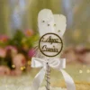 Front view of the complete White Feather Gold Rhinestone Nikkah Pen