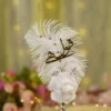 Handmade white feather Nikkah pen with a white satin rose and gold rhinestones